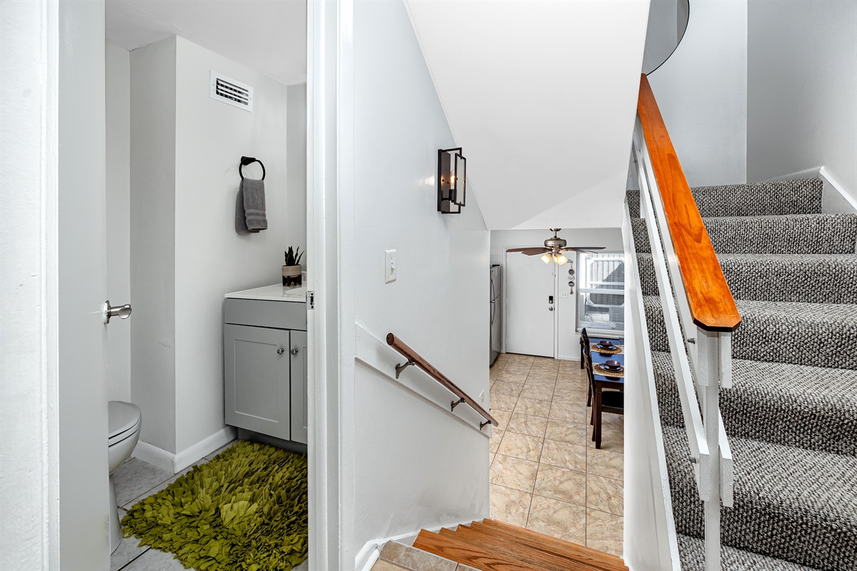 Half bath located on 2nd floor for convenience