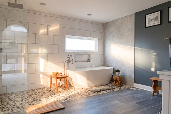 Master Bath with roll-in accessible shower