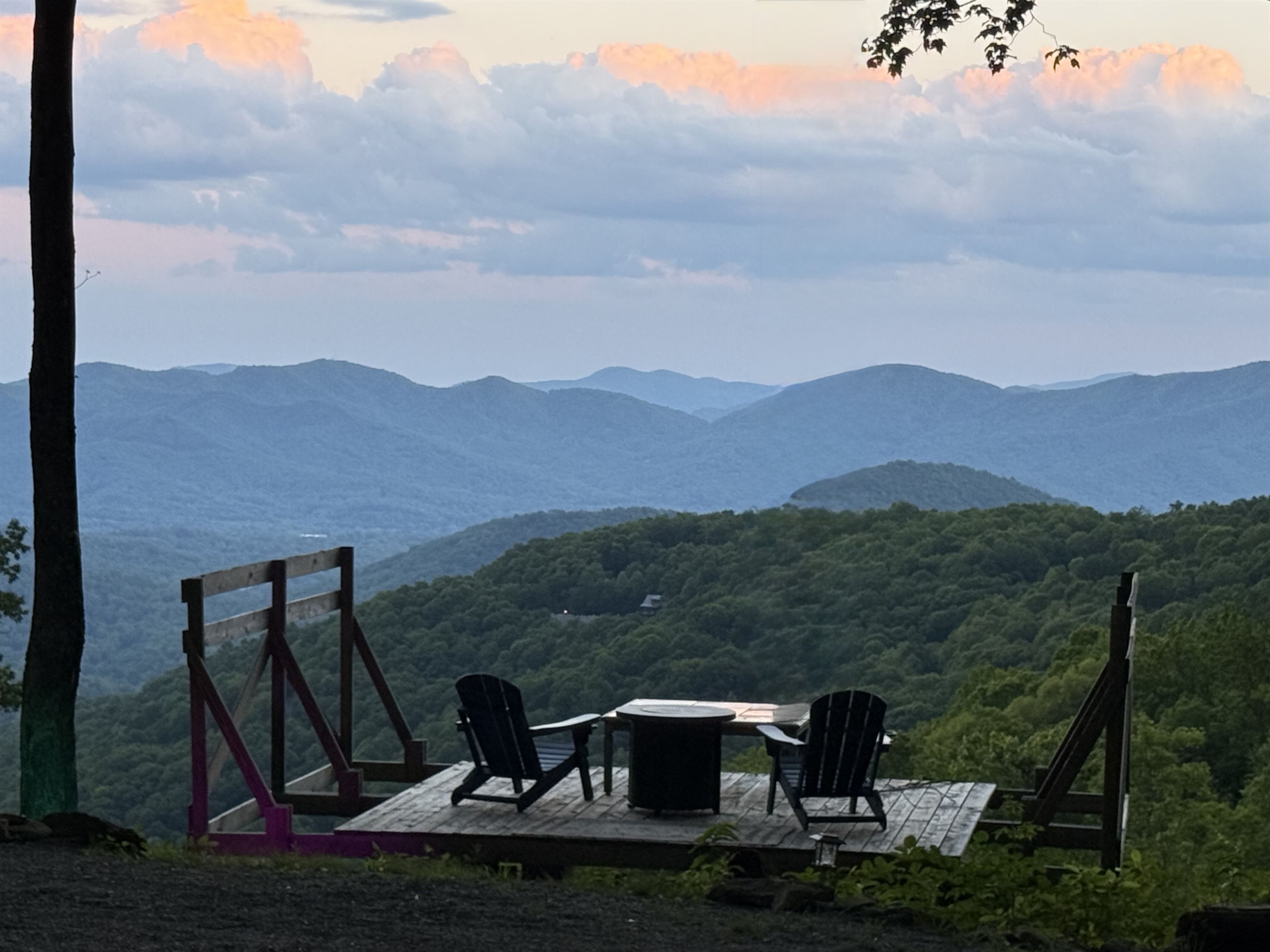 View from nearby outlook with propane fire table