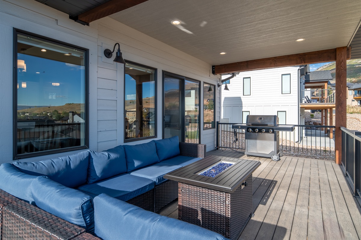 Outdoor lounge area with comfortable seating and fresh mountain air.