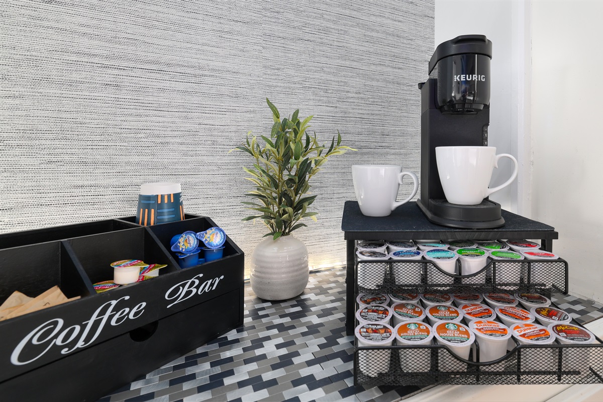 Coffee station with Keurig machine