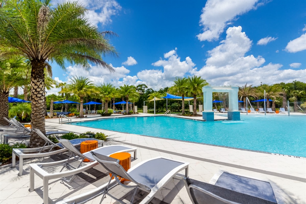 Sun loungers at the clubhouse