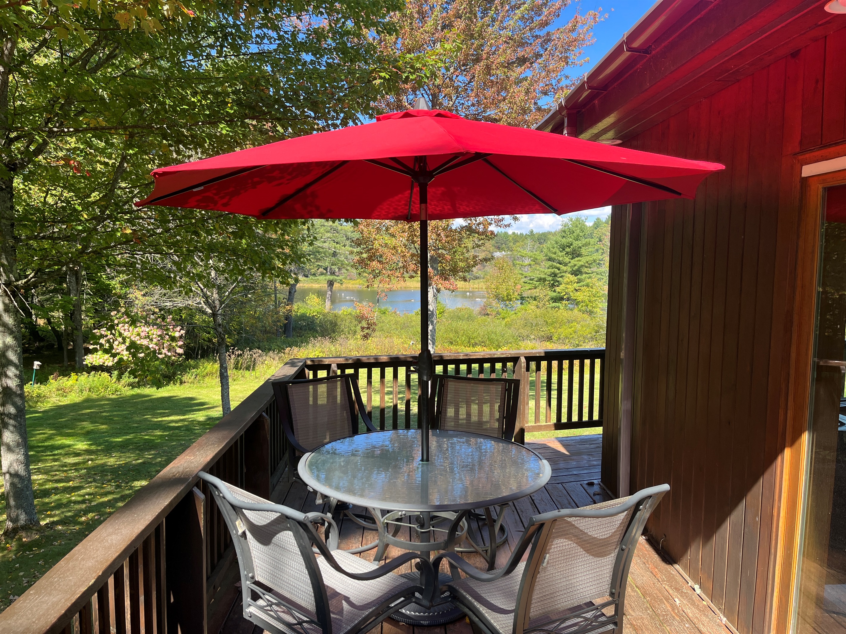 Great view of the pond across the road