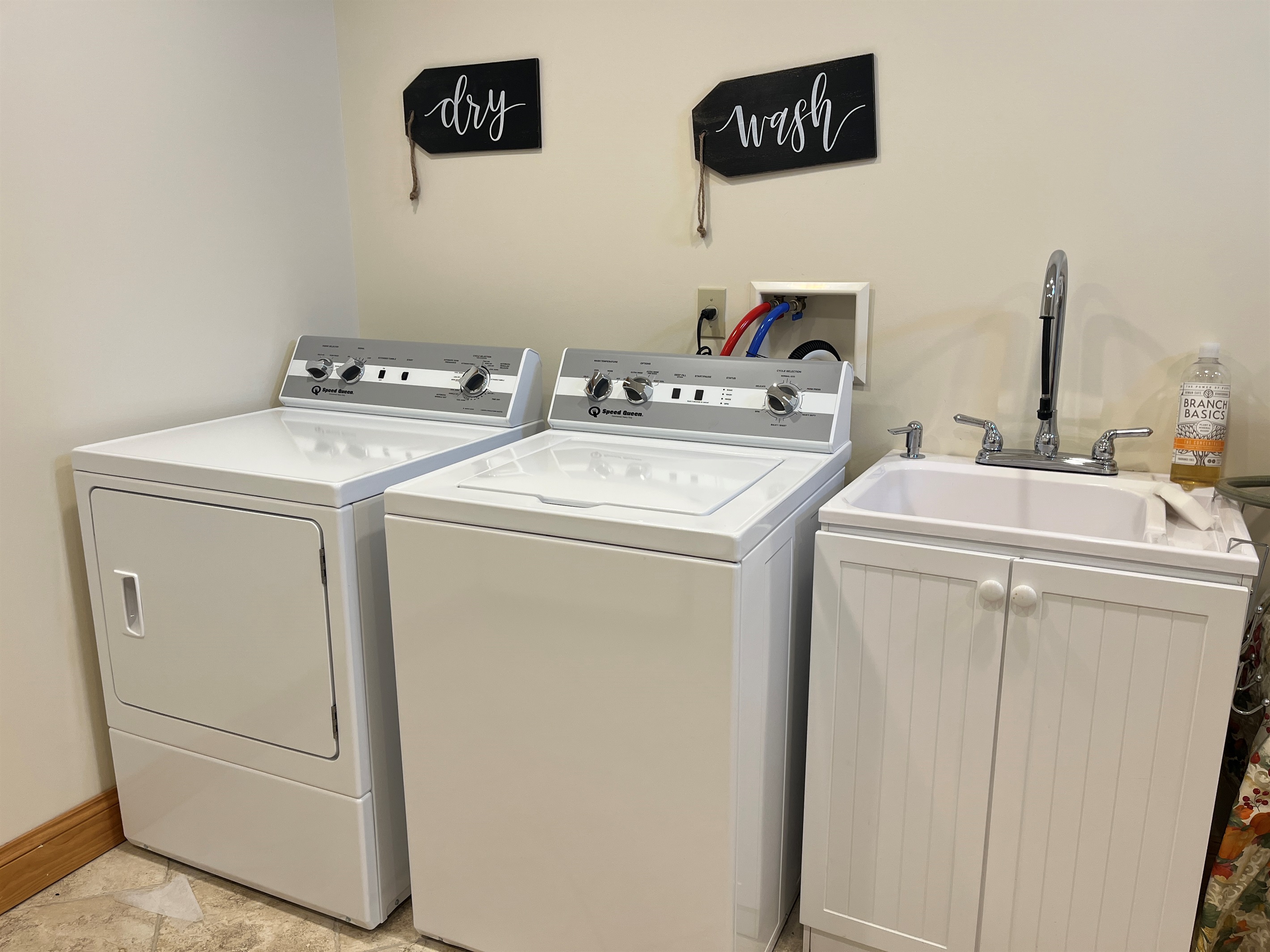 Large lower level laundry area.