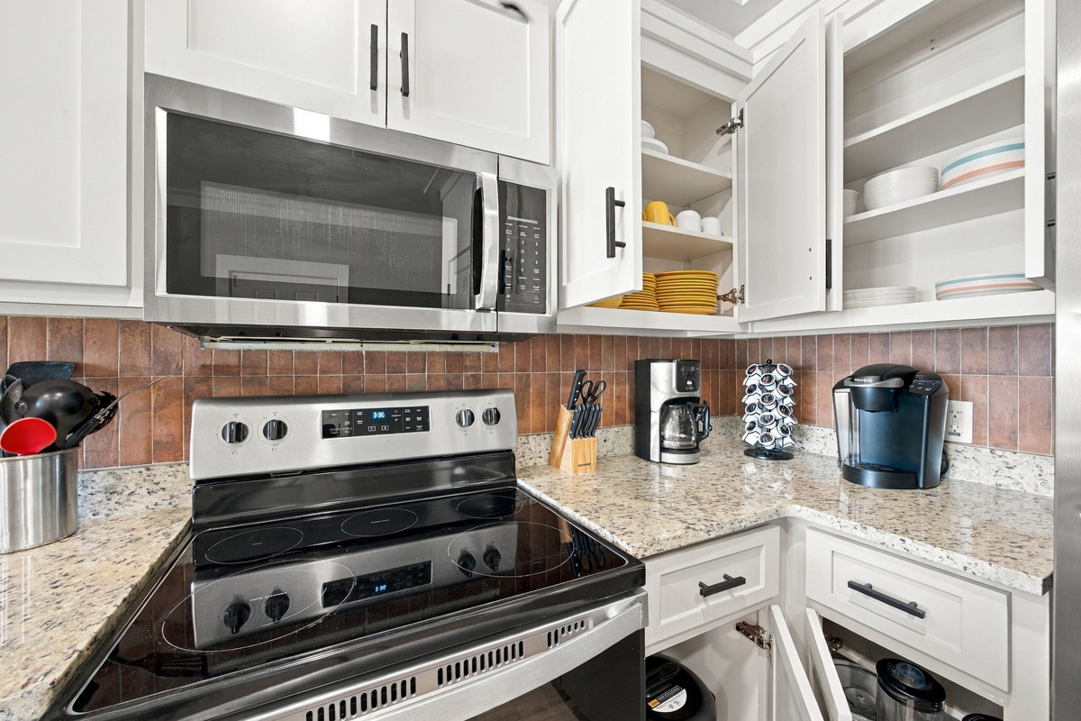Sleek finishes give this kitchen timeless appeal.