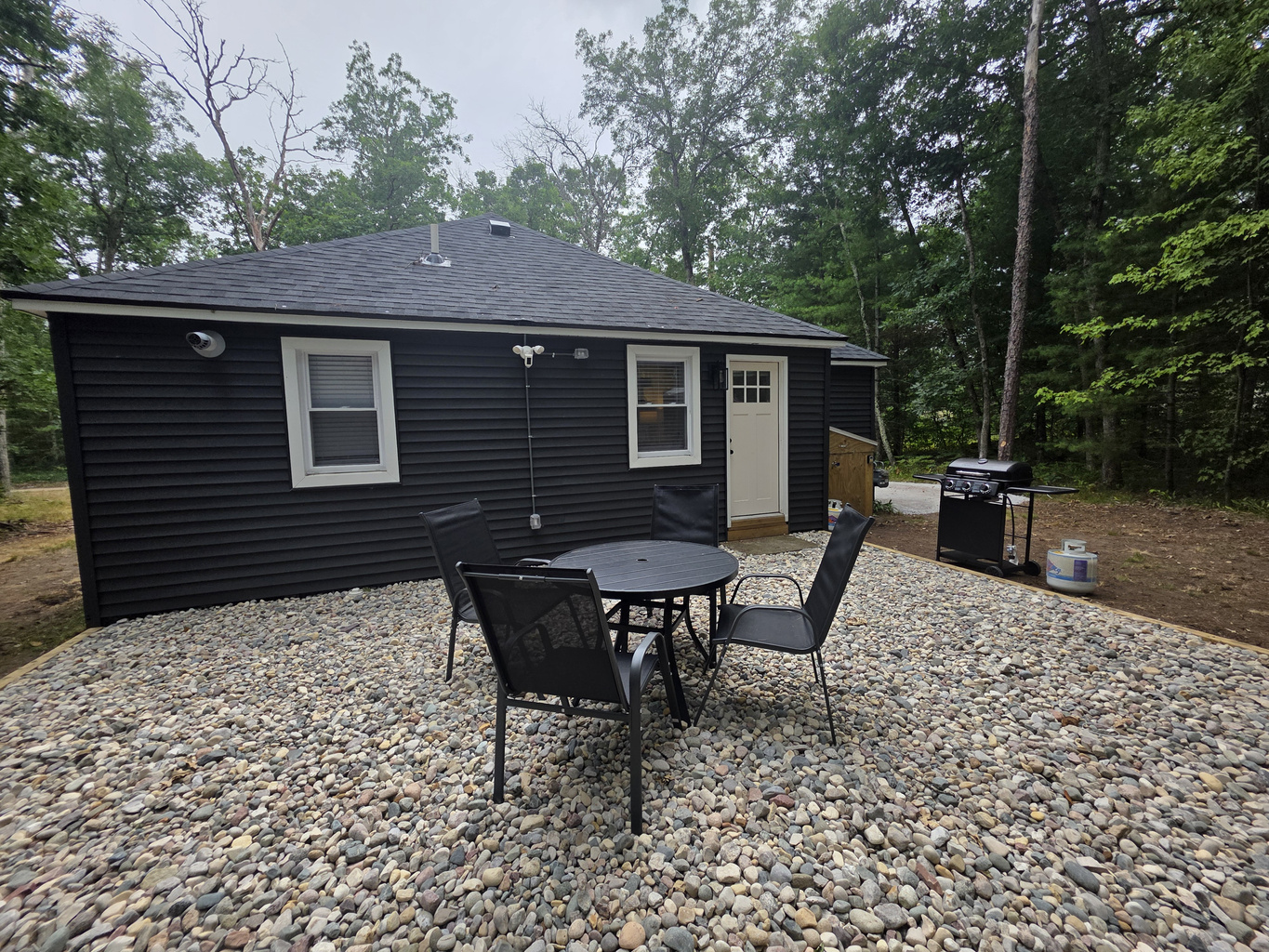 Patio area with dining table