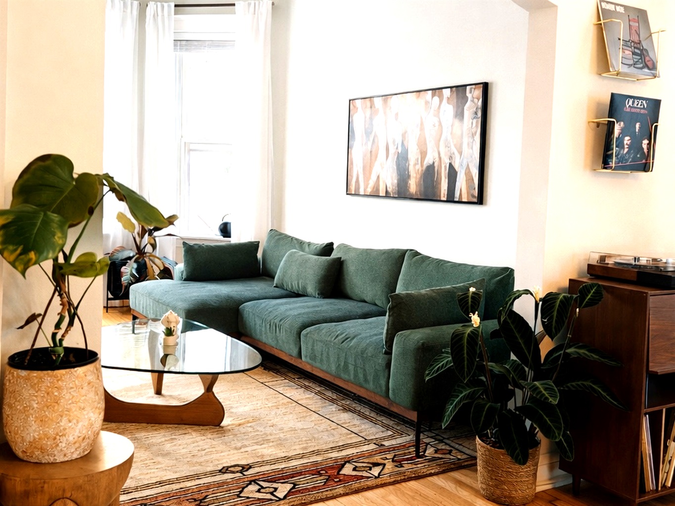 Spacious living room  perfect for relaxing after exploring Chicago.