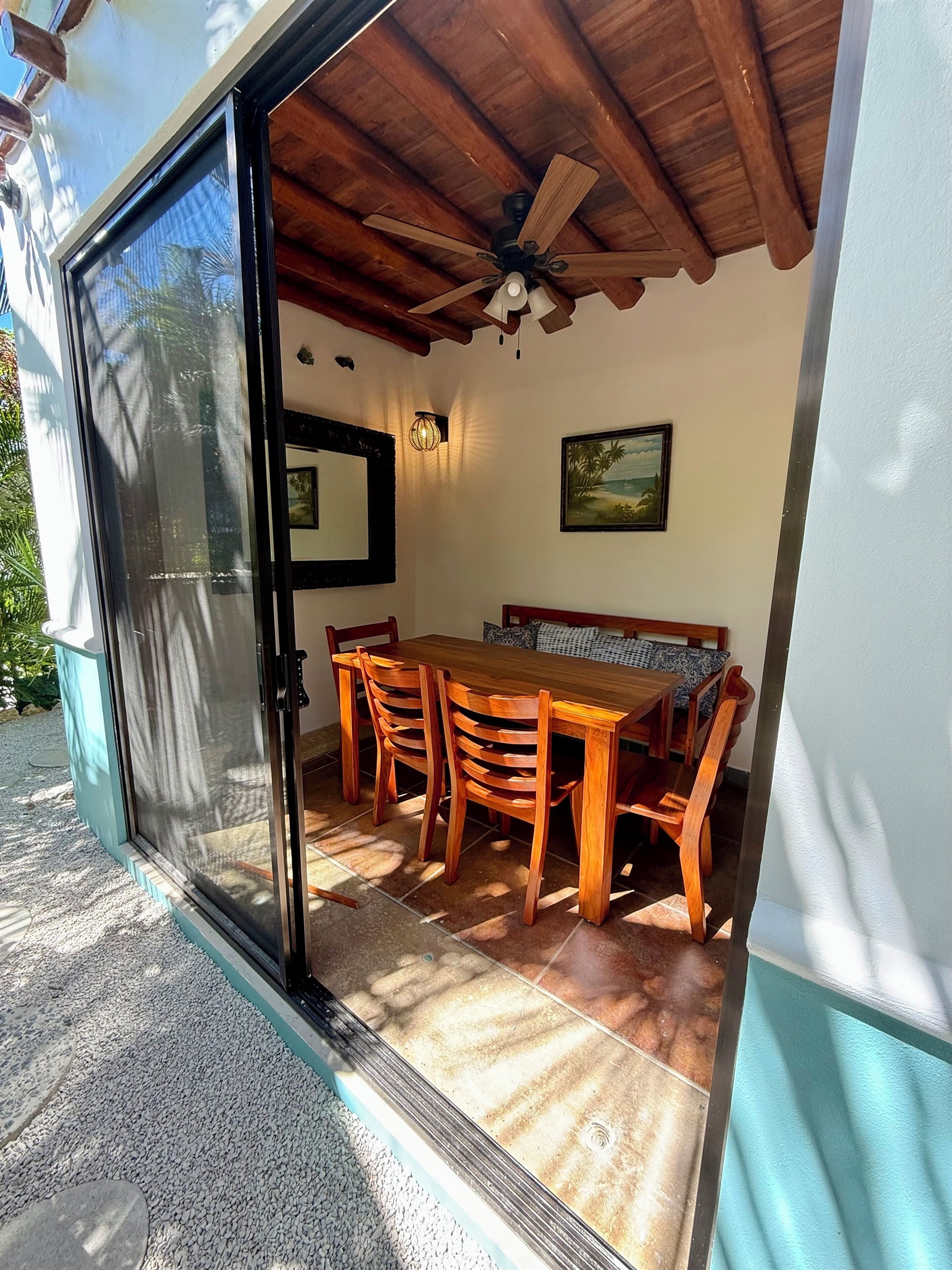 Indoor dining table sits 6