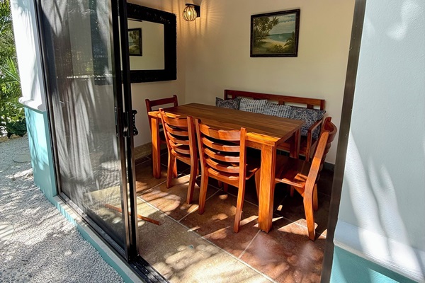 Indoor dining table sits 6