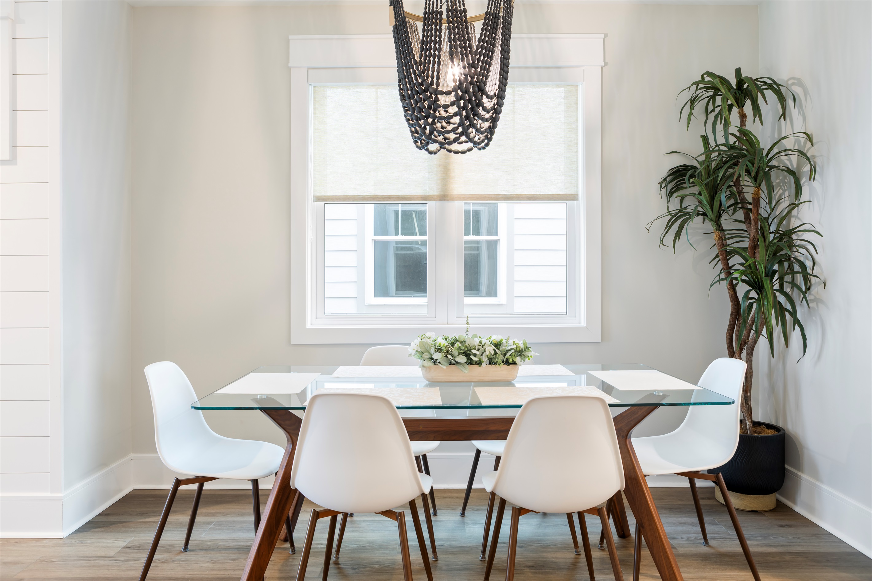 Dining room with seating for 6 as well as kitchen island seating for 3