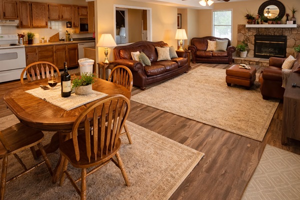 Open-concept living with living and dining and kitchen combined