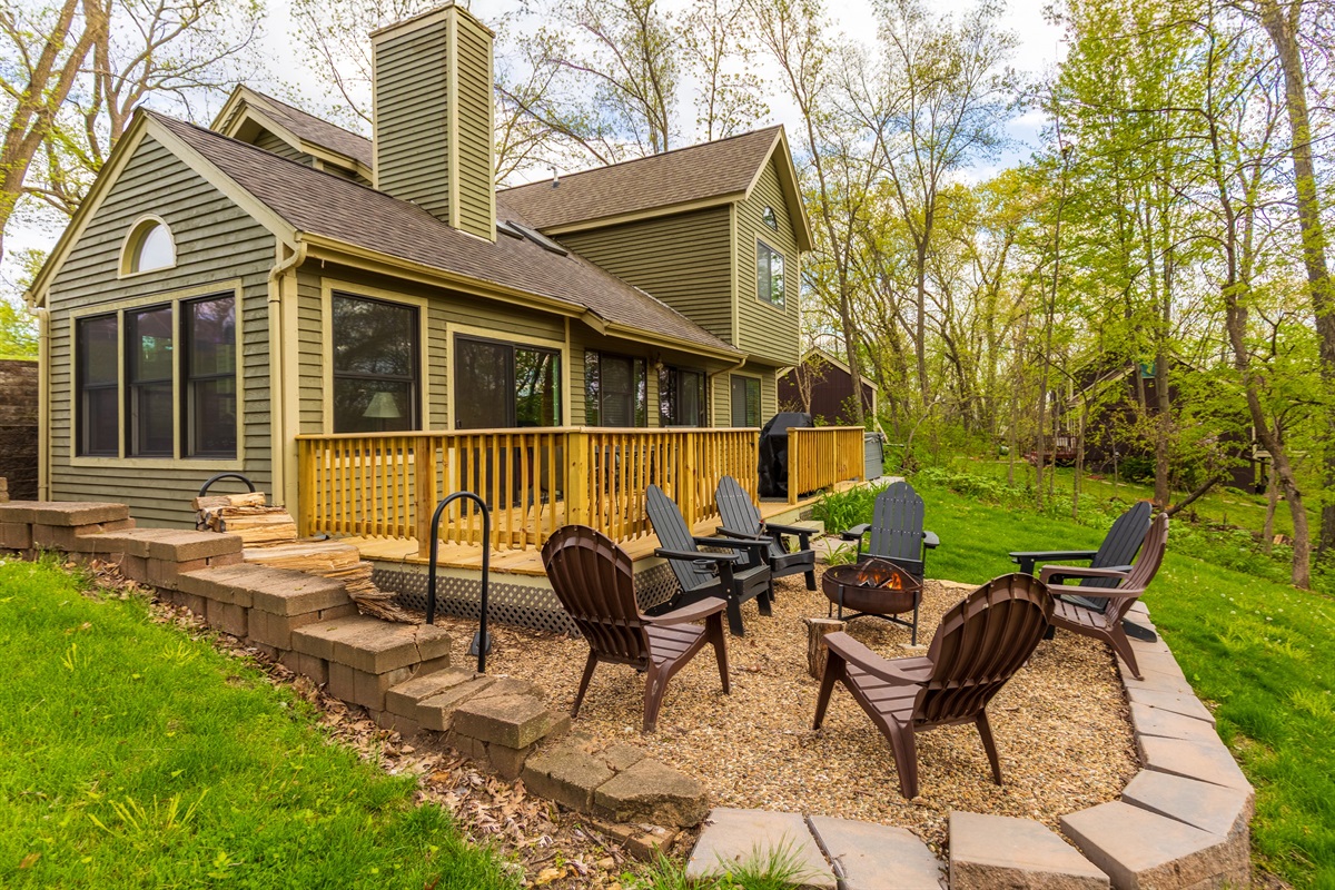 Backyard featuring a fire pit -- perfect for cool nights