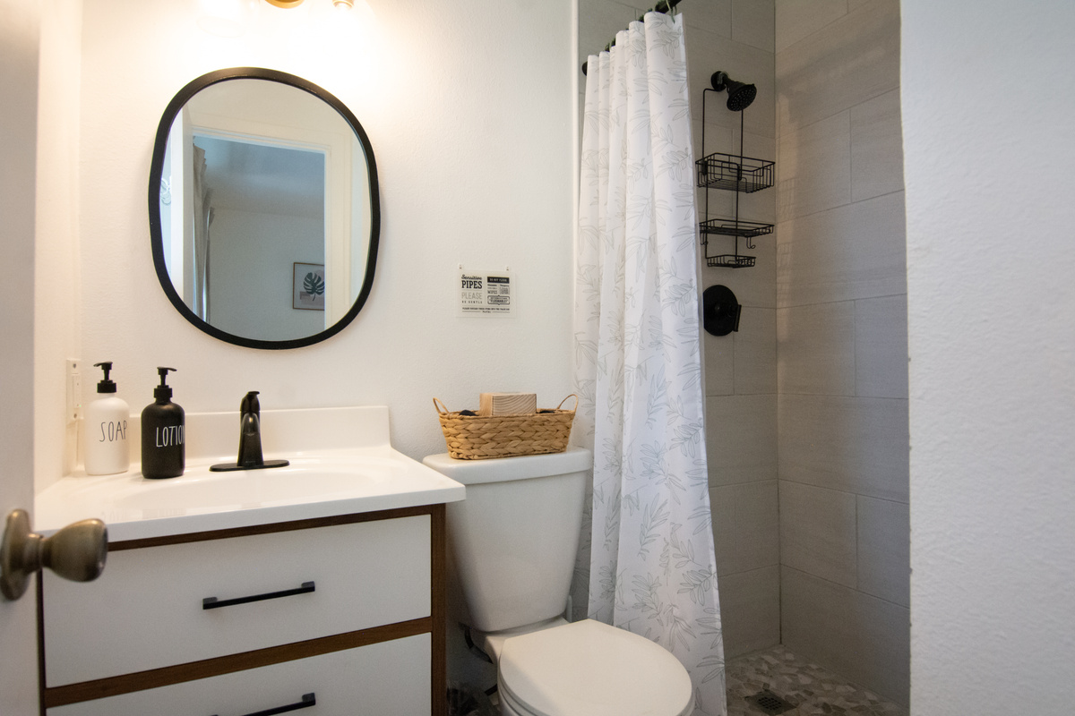 Modern bathroom with walk-in shower