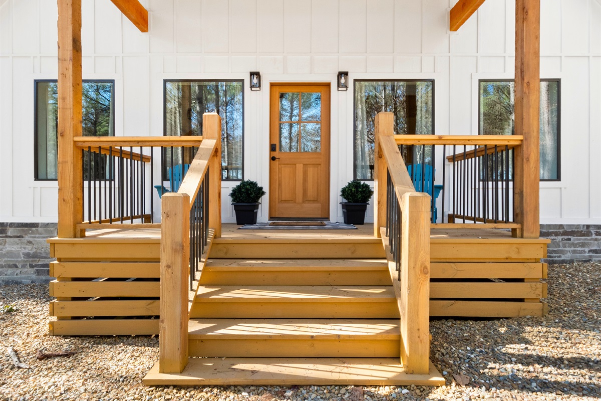Featuring a charming front porch with cozy seating and nestled in serene surroundings, our cabin is the perfect setting for both adventure and relaxation.