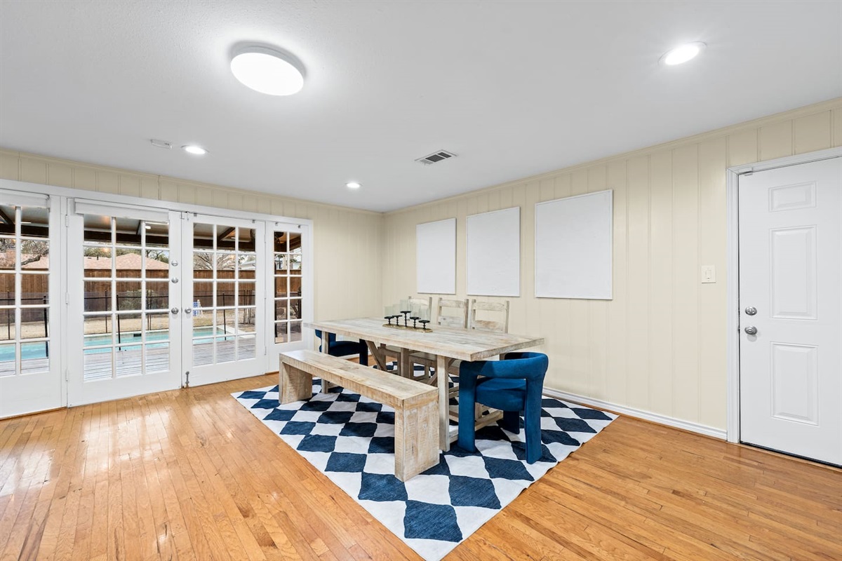 Spacious dining table for 8+, perfect for shared meals, celebrations, or game nights with the whole crew.