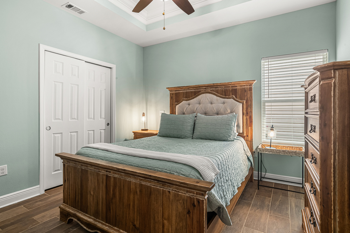 Comfortable queen bed in the master bedroom