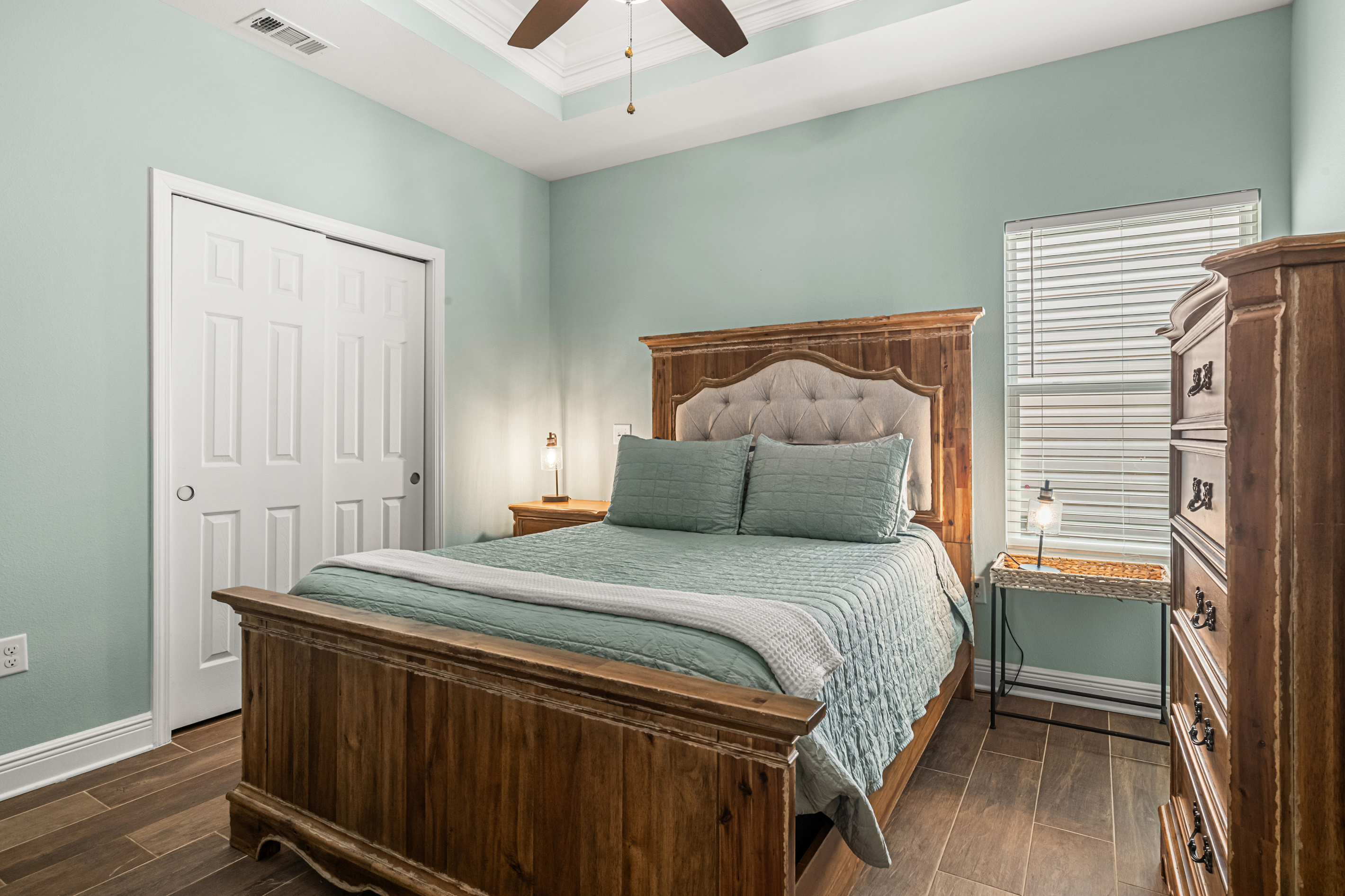 Comfortable queen bed in the master bedroom
