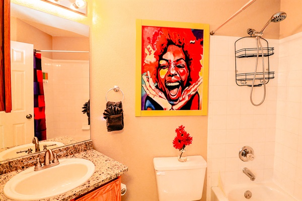 Our well-equipped bathroom is ready with essentials, promising a refreshing retreat after a day of adventures.