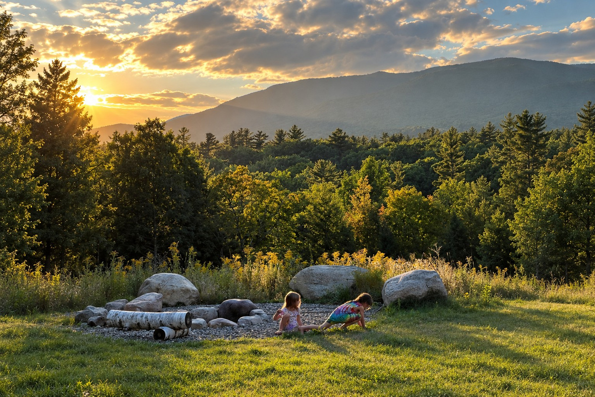 Gather around the fire pit and enjoy breathtaking mountain sunsets in the spacious backyard.