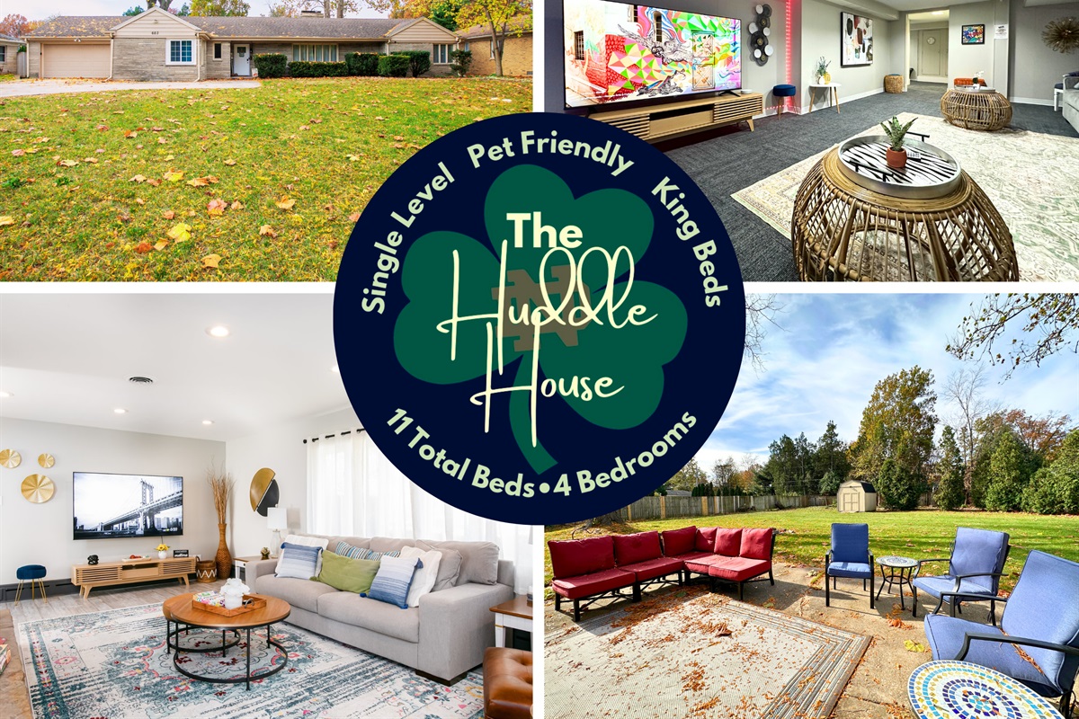 We affectionately call our home the Huddle House! We are located in a safe, well manicured neighborhood on Ironwood, 1.5 miles from Notre Dame.