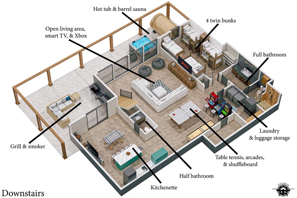 3D floor plan - downstairs