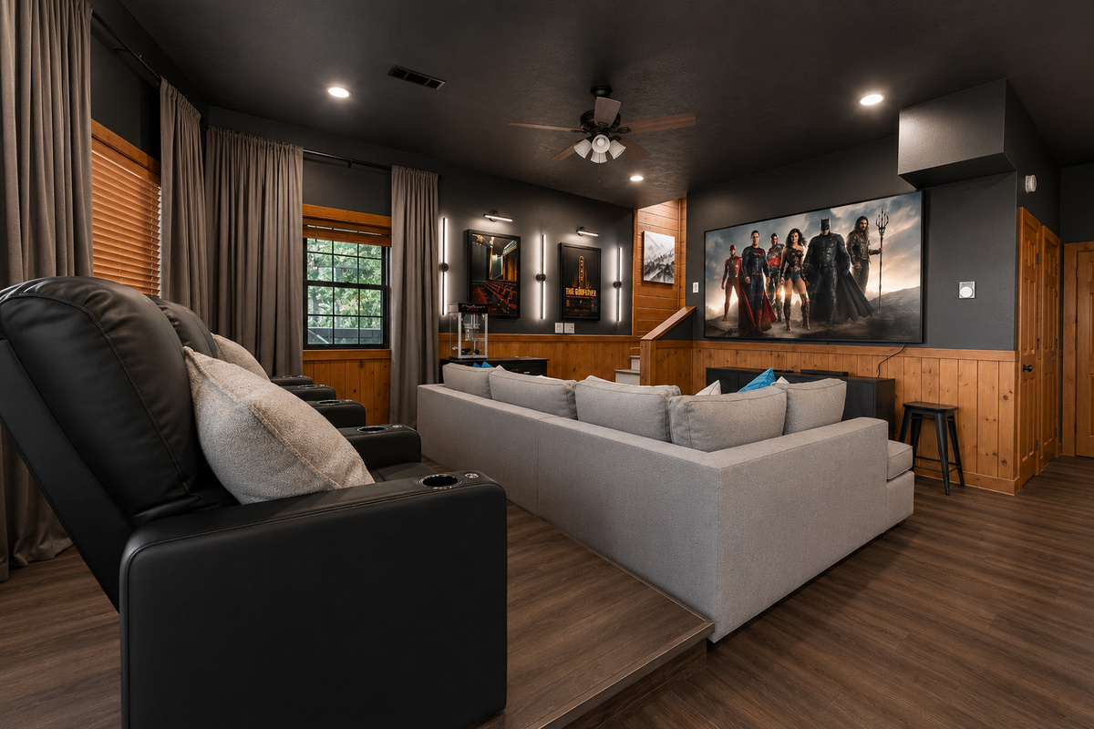 Theater seating and large 98" TV
