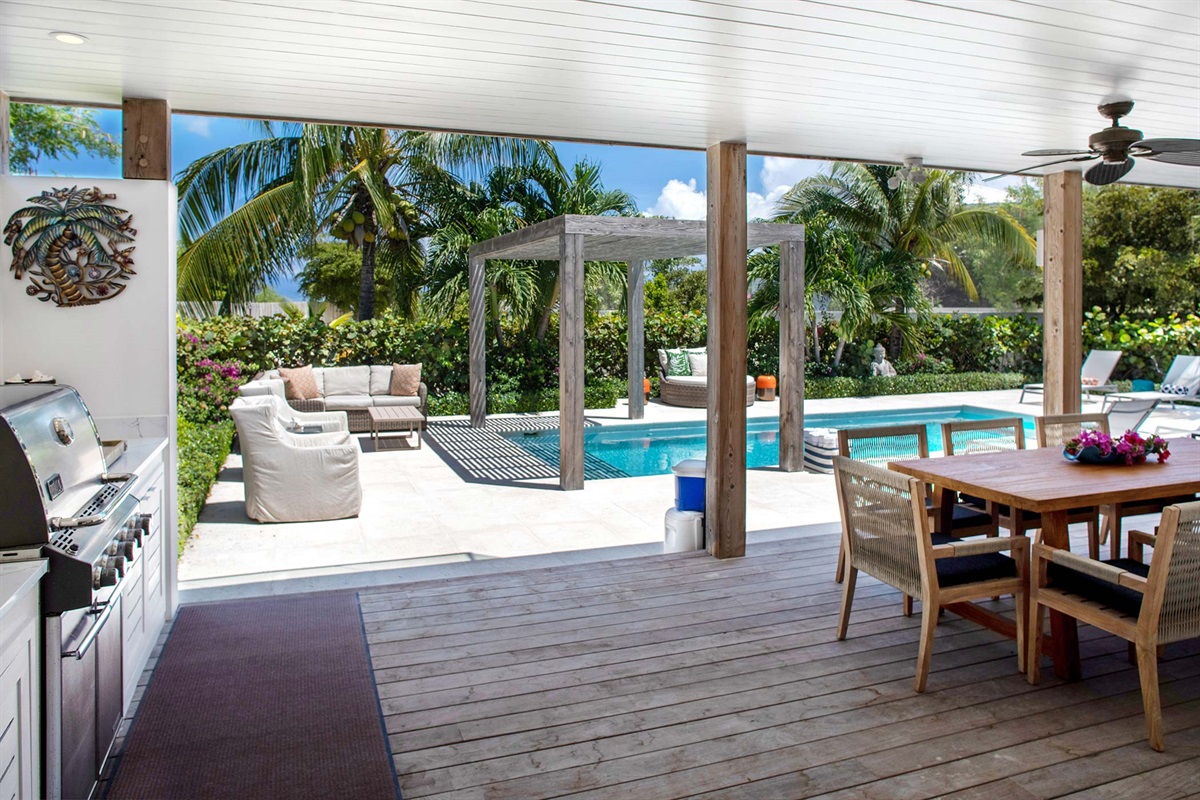 Grilling and dining area outdoors
