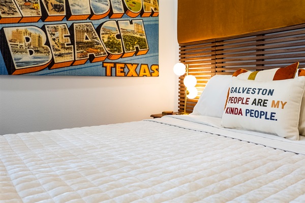 Funky and fun, the Vintage Galveston Primary Suite is the perfect place to relax!