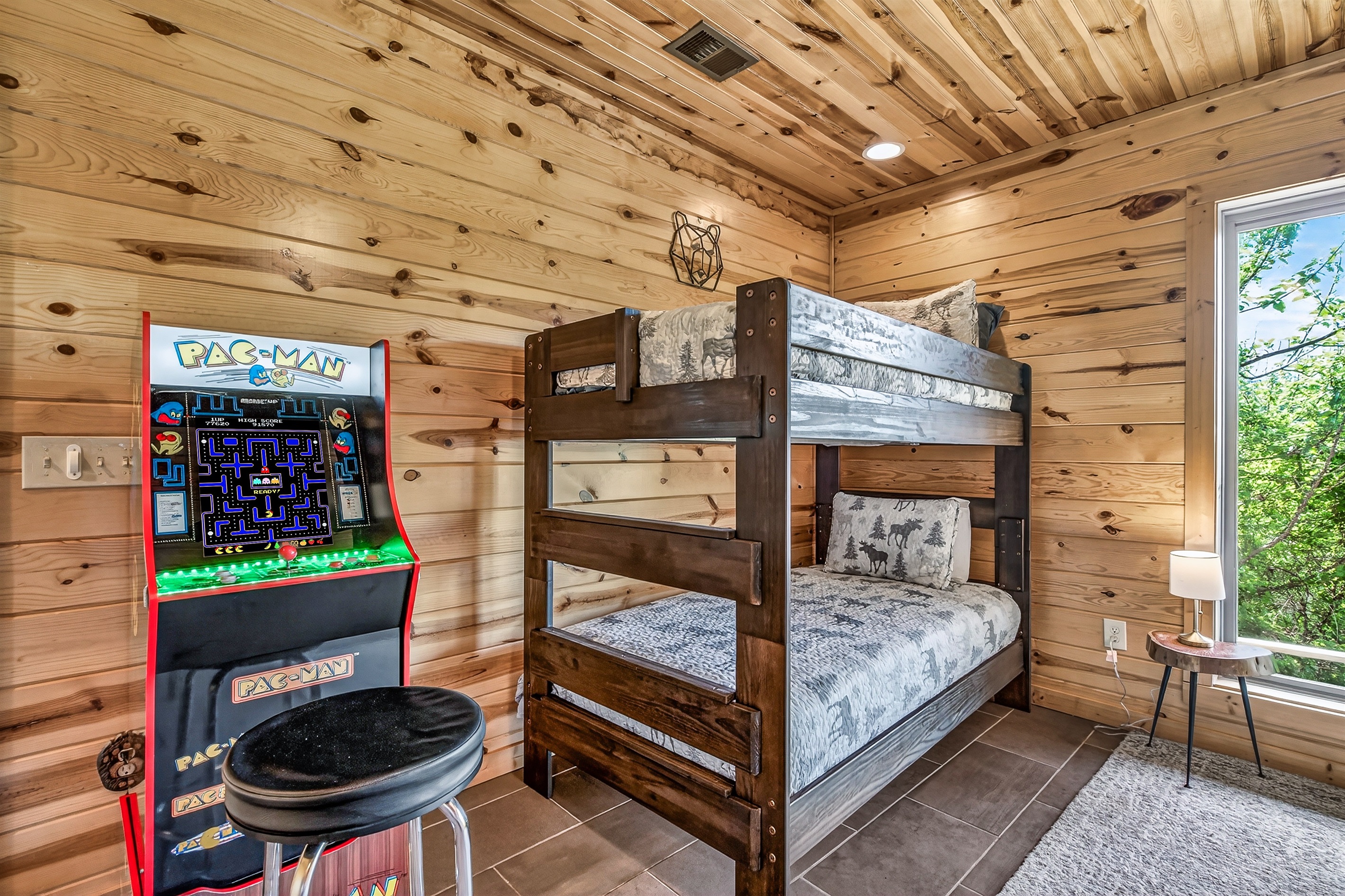 Bunk beds are twin over twin on the bottom level