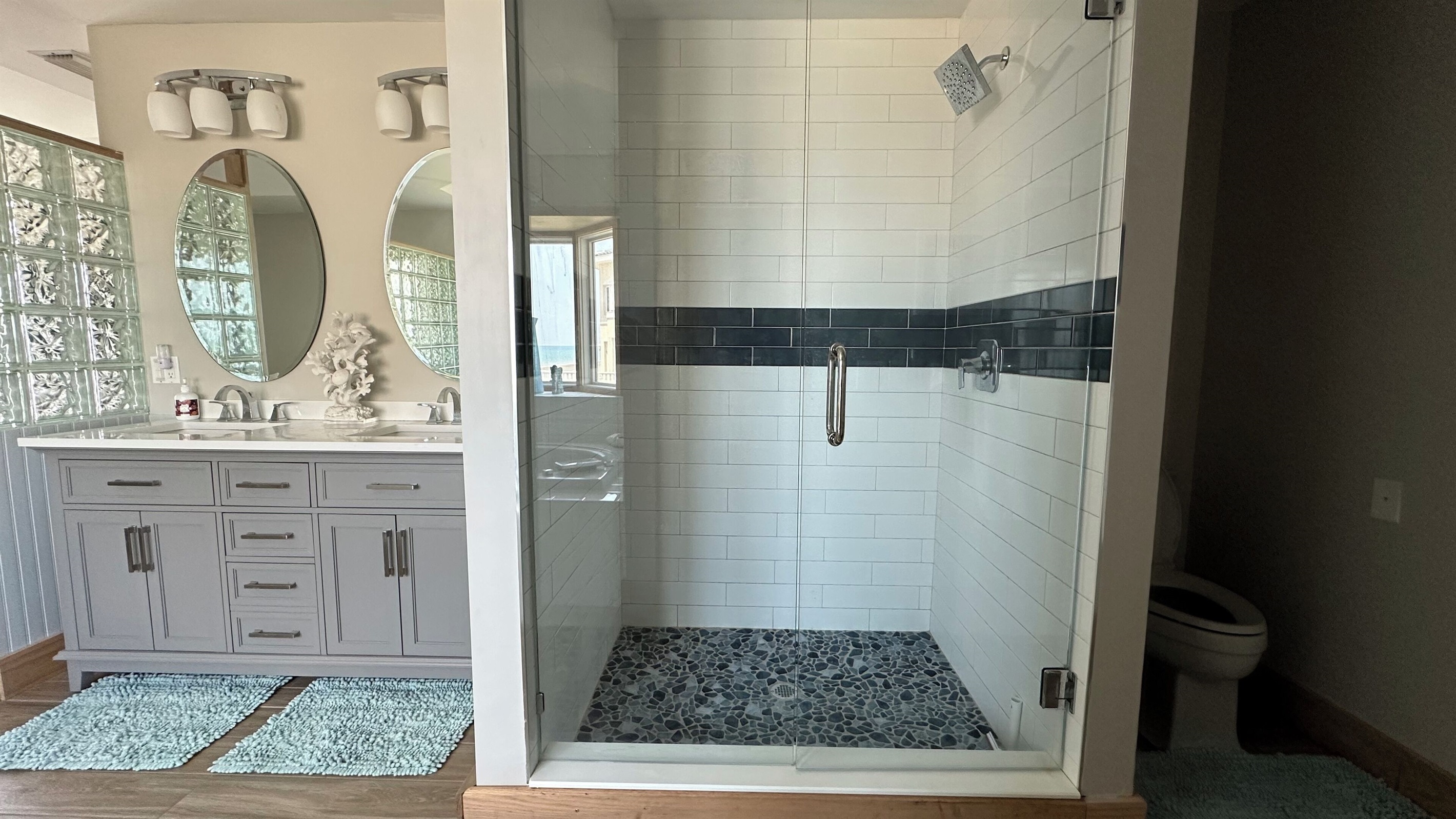 Spacious shower in master bathroom 
