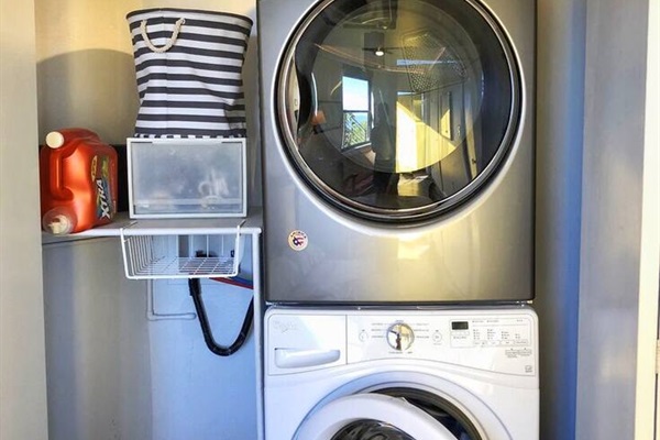 Doing your laundry is easy with the laundry chute and new HE washer & dryer.