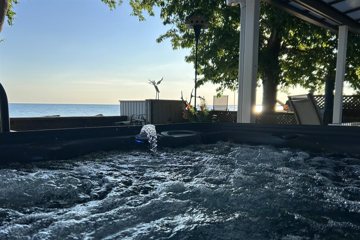 Unwind in the hot tub with Lake Erie as your backdrop.