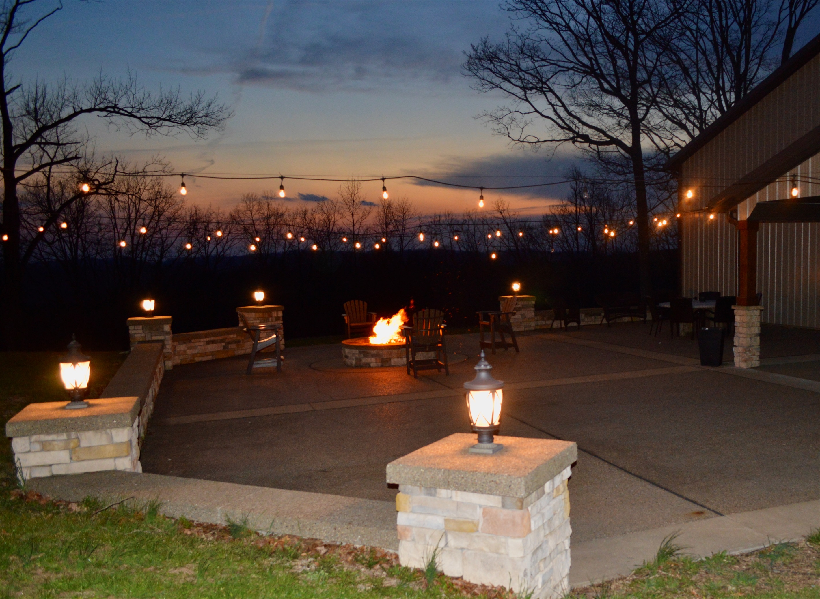 Full patio with fire pit, outdoor dining and covered patio