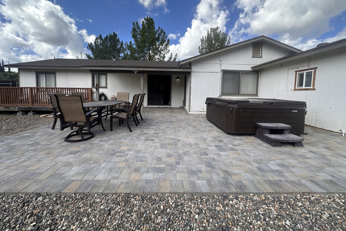 Hot tub & extended paver patio installed Sept 2026