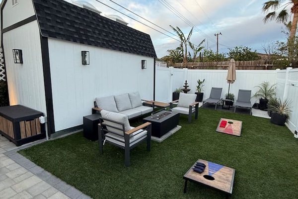 Backyard Seating and Fire Table