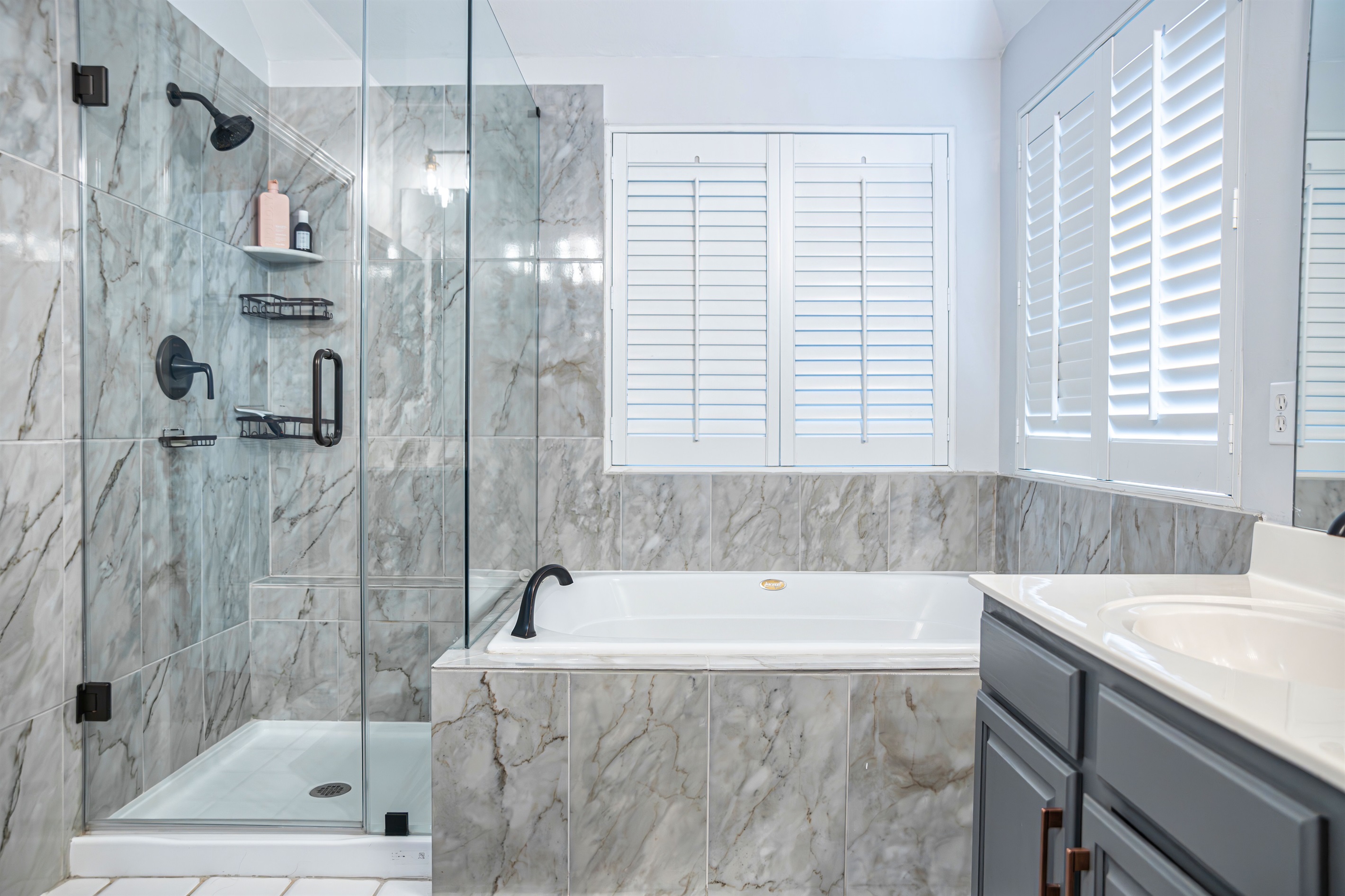Master Bath Ensuite with Newly Remodeled Stand Up Shower
