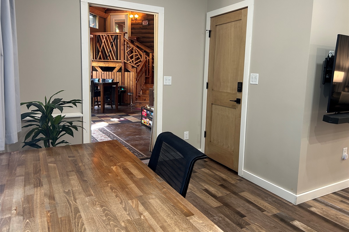 View through doorway to sunroom from Guest Quarters.