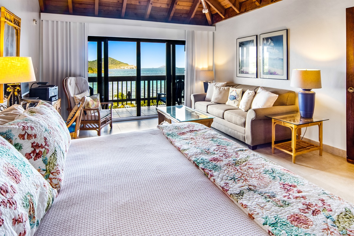 The second sleeper sofa is located upstairs in the primary suite.