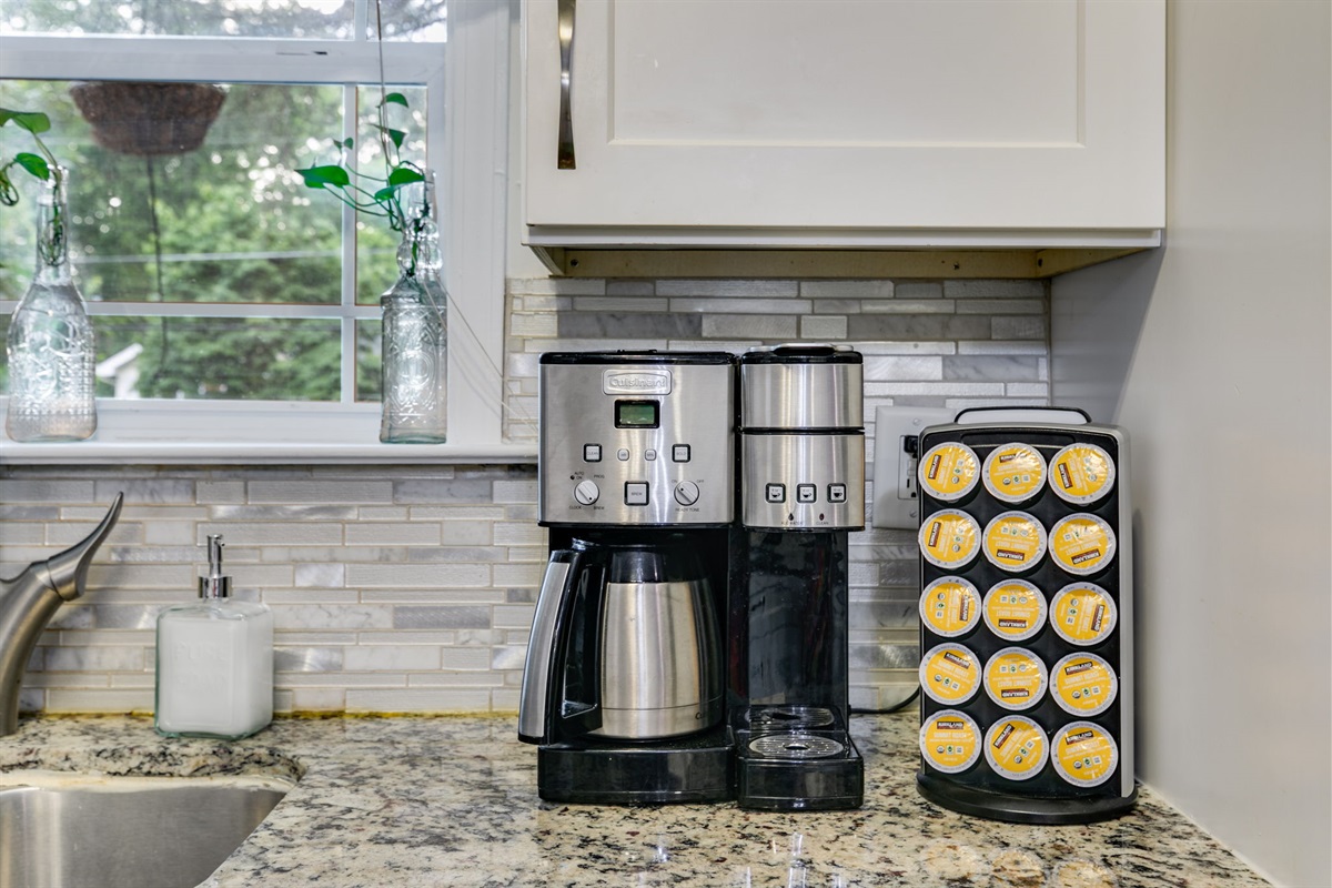 Fresh coffee beans, Keurig pods, and a variety of teas, all included for your stay.