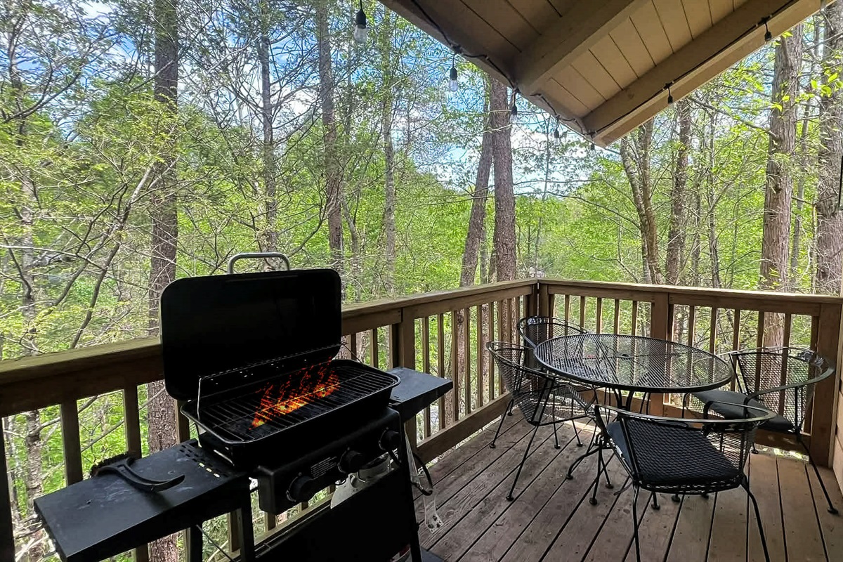 Covered deck with propane grill