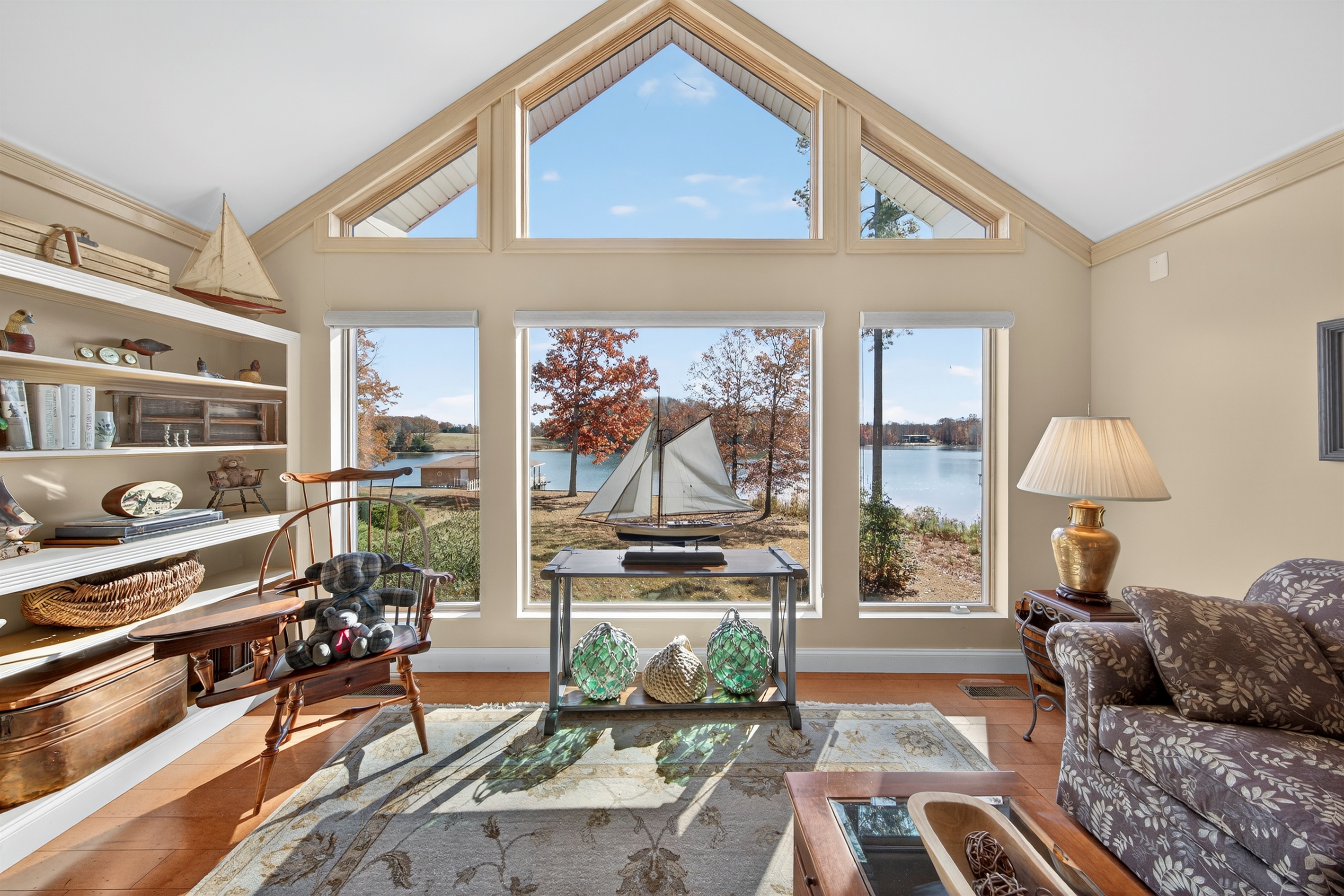 Watch the boats drift by right from the comfort of the living room.