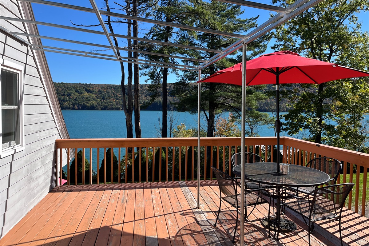 Deck overlooking Otsego Lake at the aptly named The Perch