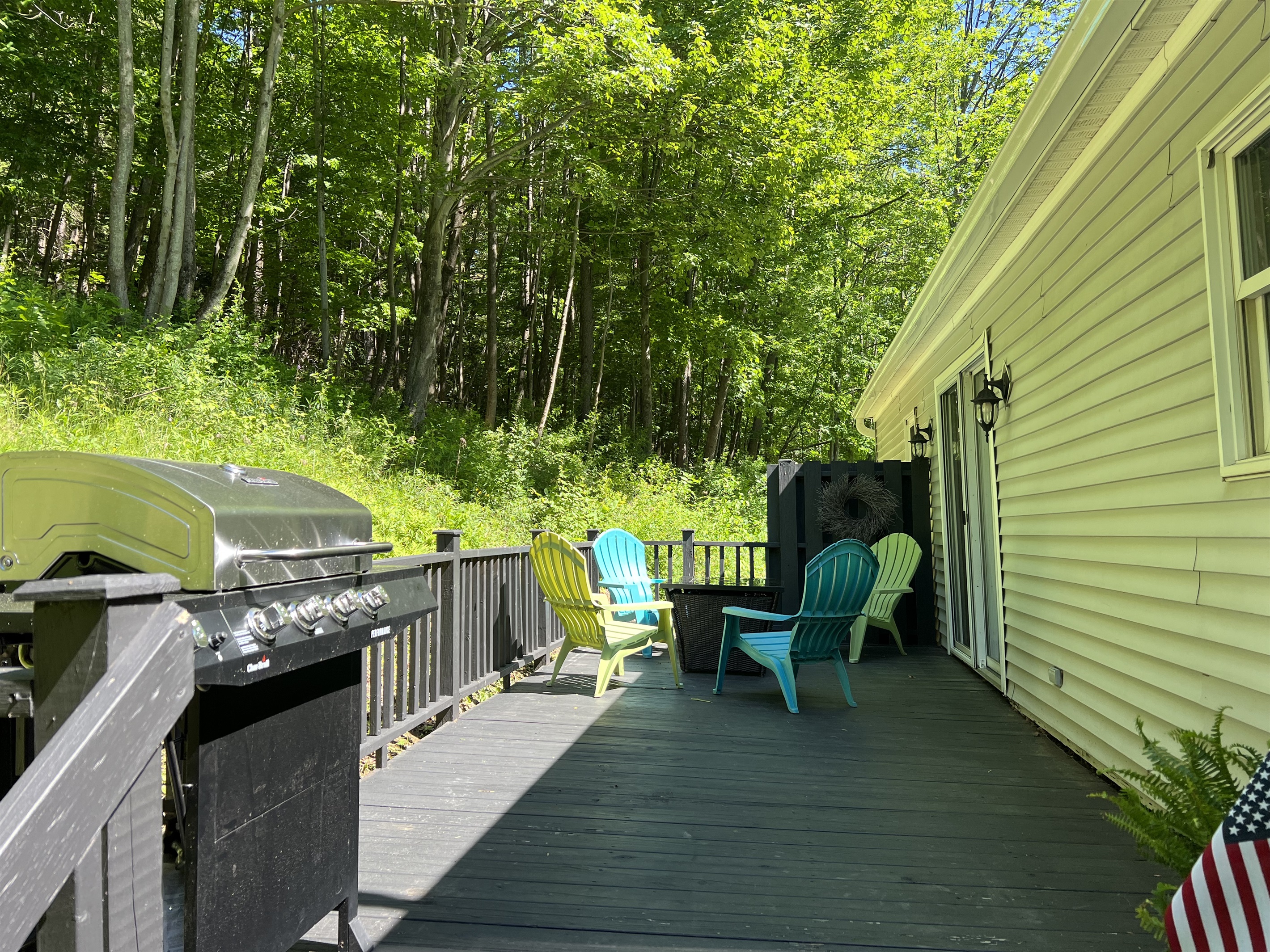 Rear deck with gas grill and gas fire pit