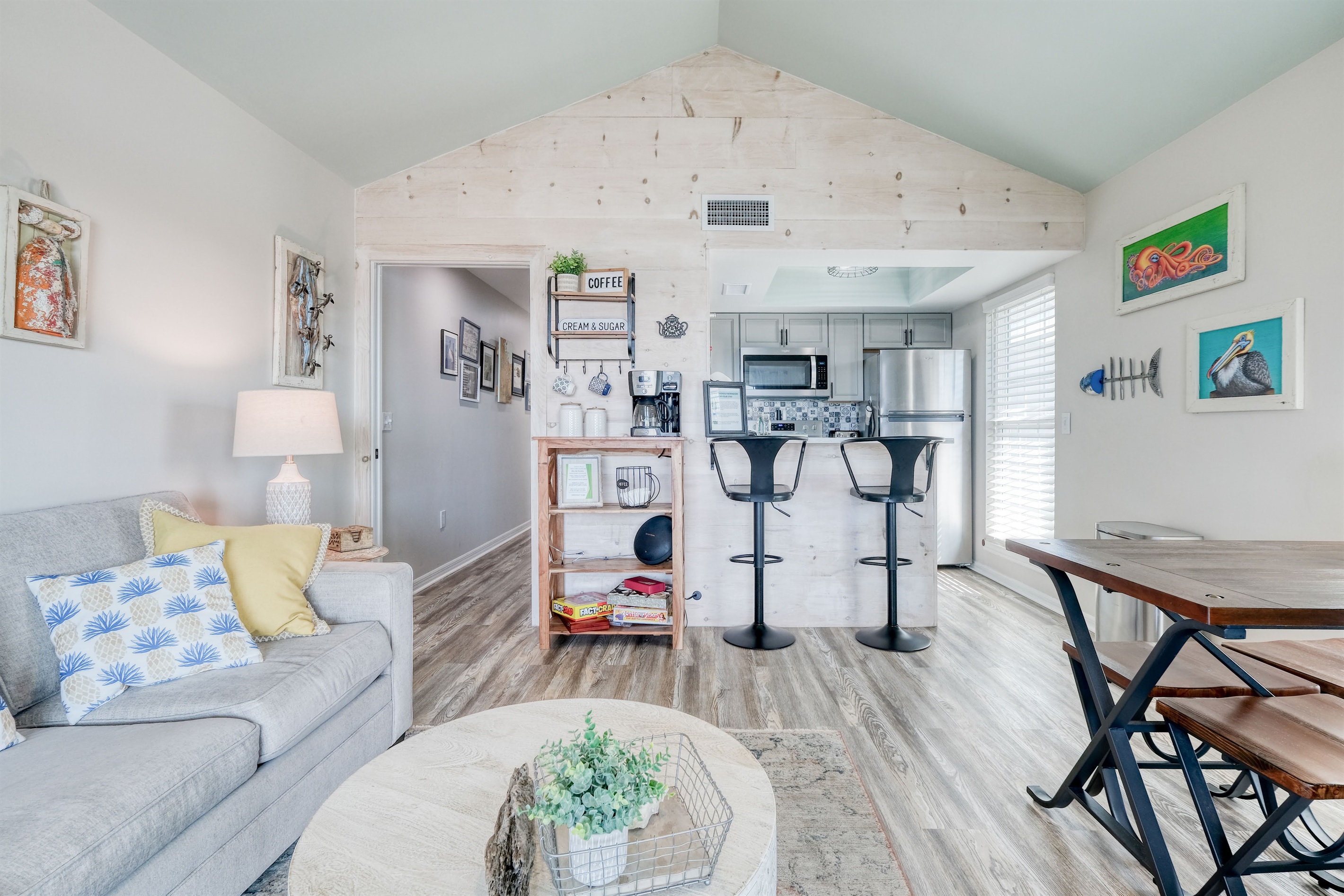 Bar top height seating off of kitchen