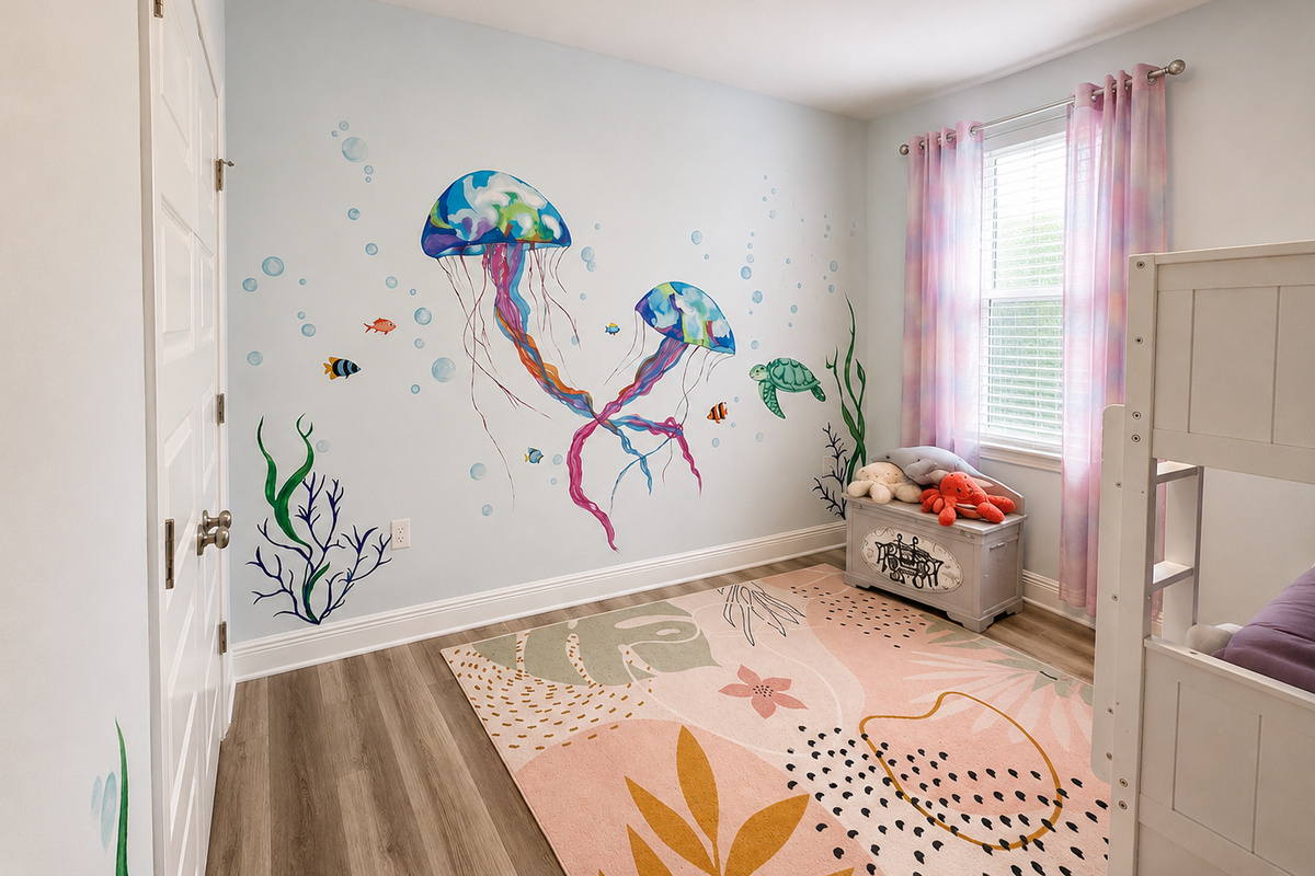 Fun bunk room with full-over-full bunk and twin trundle; sleeps up to 5 kids or 3 adults comfortably.