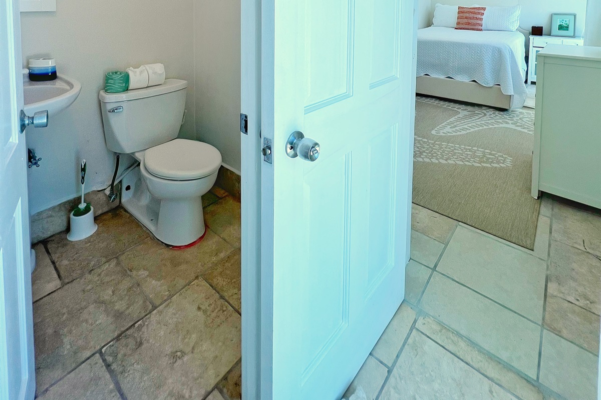 Bathroom offers double sinks and premium bath products.