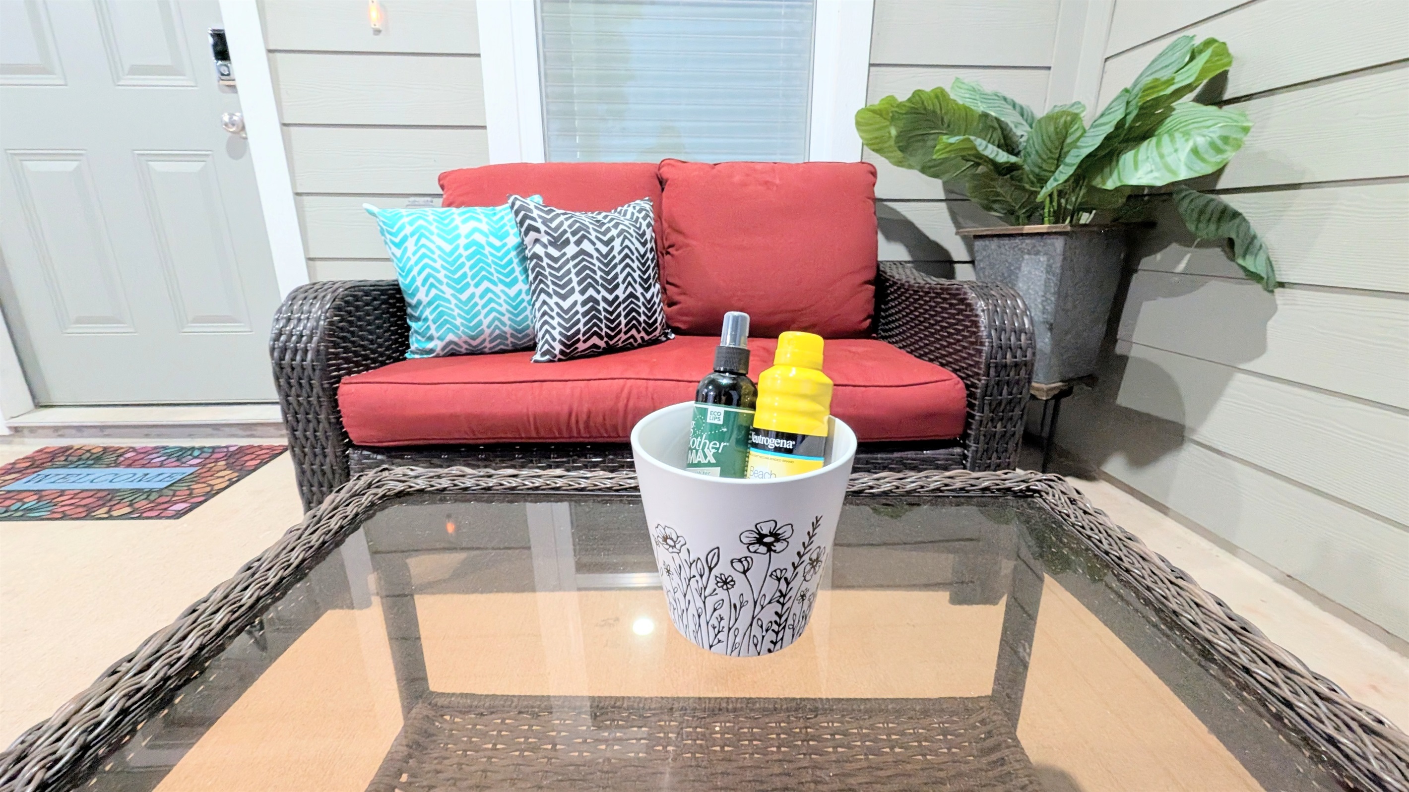 Sunblock and bug spray provided