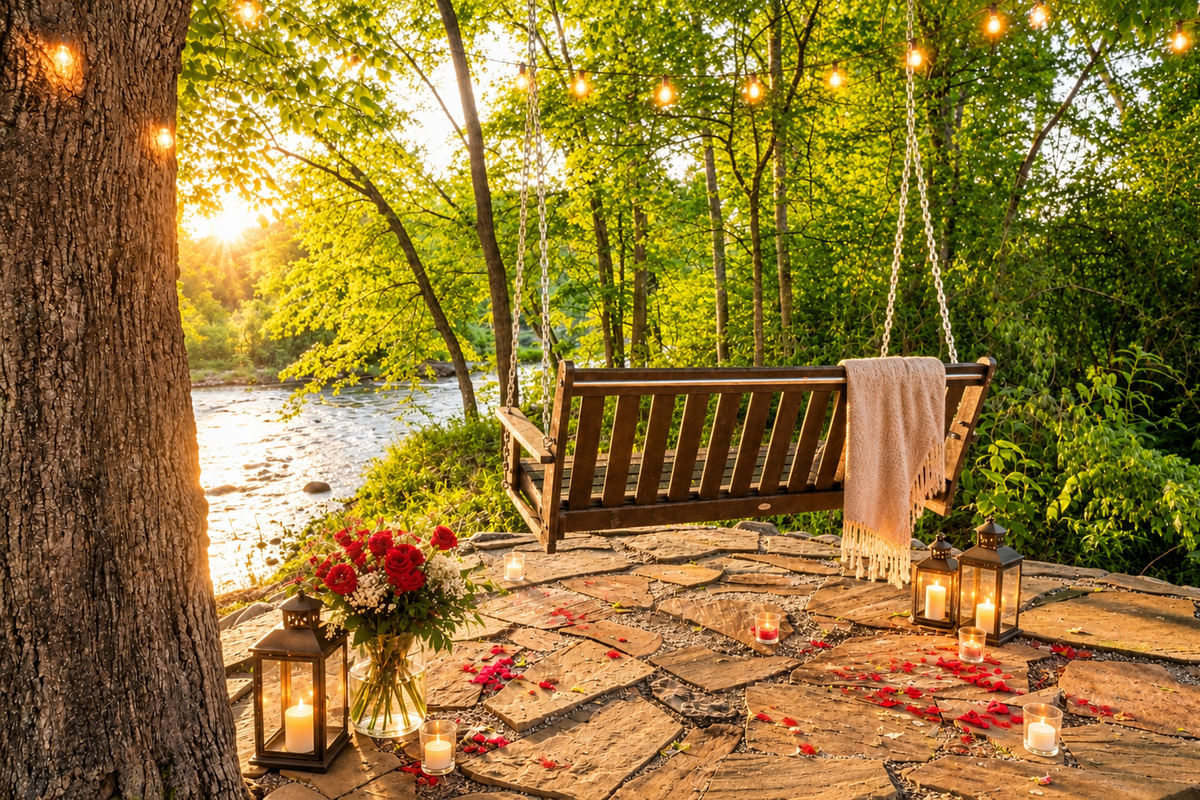 Flowers and candles are for display only.