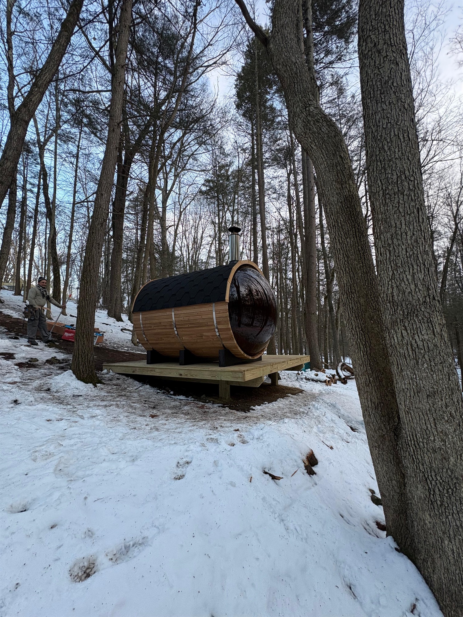 Wood fire Sauna in the woods overlooking creek