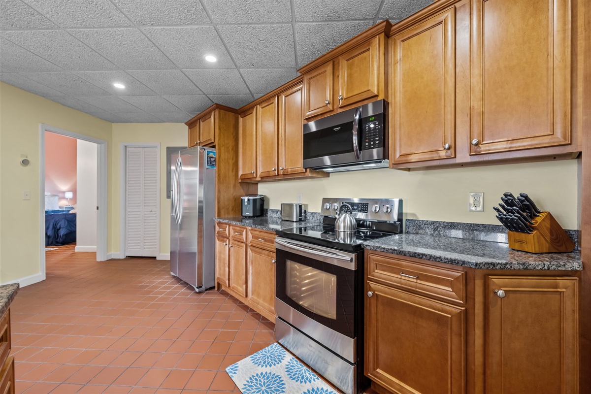 Full size kitchen with generous counter space and modern appliances